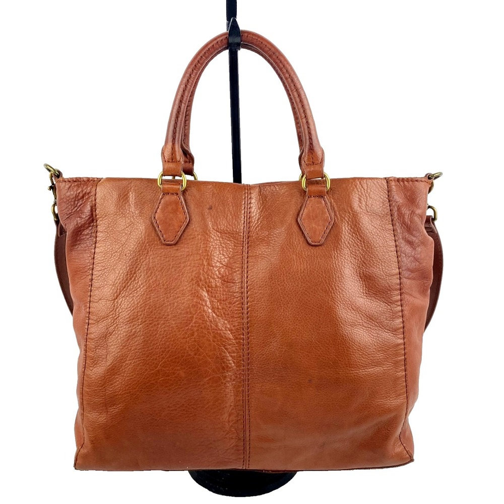 American Leather Co British Tan Brown Tote Lg Leather Shoulder Bag Purse Satchel - Picture 3 of 9